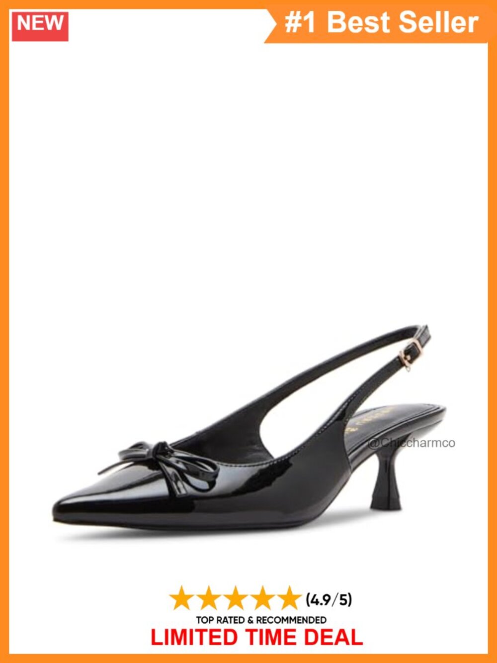 Kitten Heel Slingback Pump with Buckle Closure